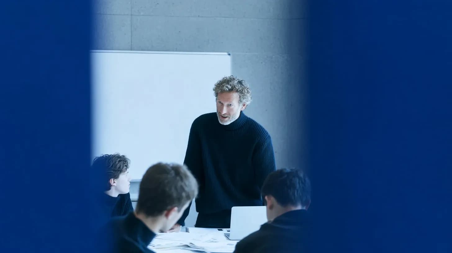 une personne debout en salle de réunion